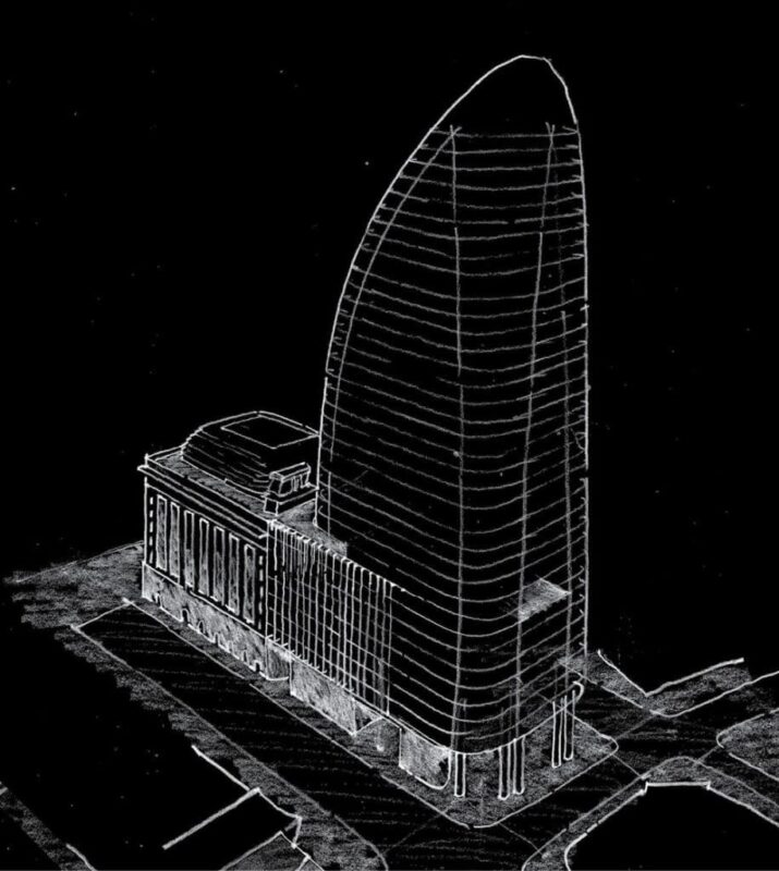 50 Martin Place Sketch drawing, architects, facade solution