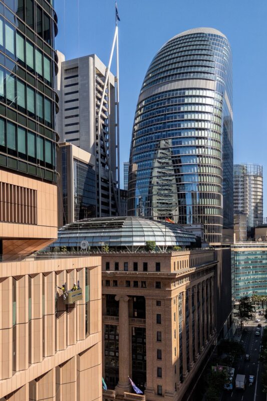 50 Martin Place, Sydney installation, blinds responding to the sunlight, bespoke shading solution