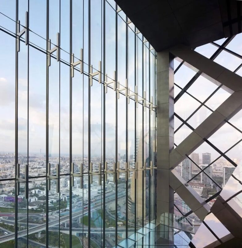 One Za'abeel. Dubai. UAE, The Link, Criss Cross bespoke blinds, precision engineering